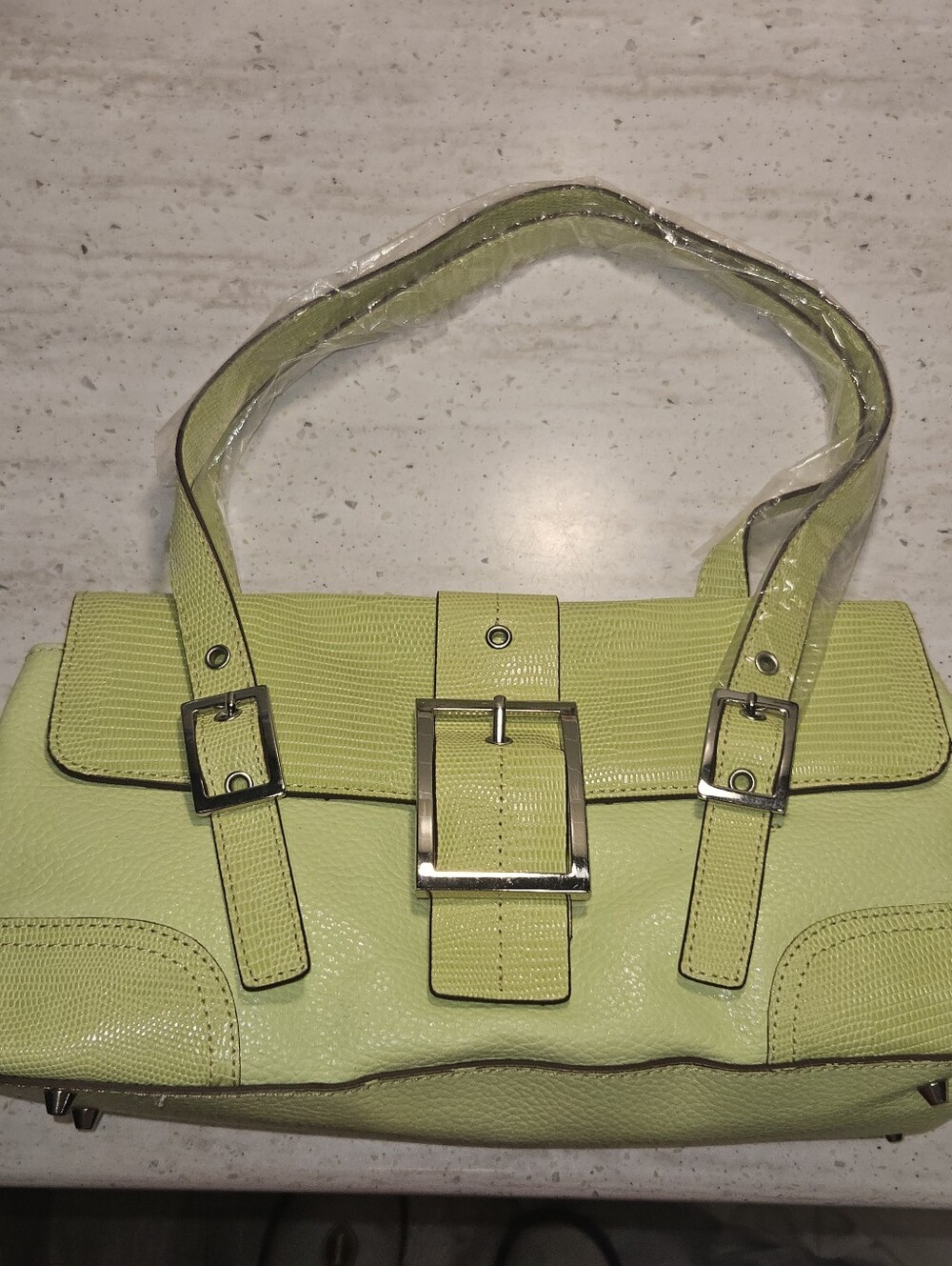 MAXX New York NWT Lime Green Buckle Satchel Tote/Handbag
